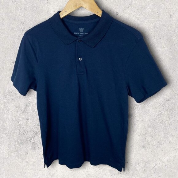 NEW Mack Weldon Performance Polo Short Sleeve Tee Blue Technical T-Shirt Small S - Picture 1 of 8